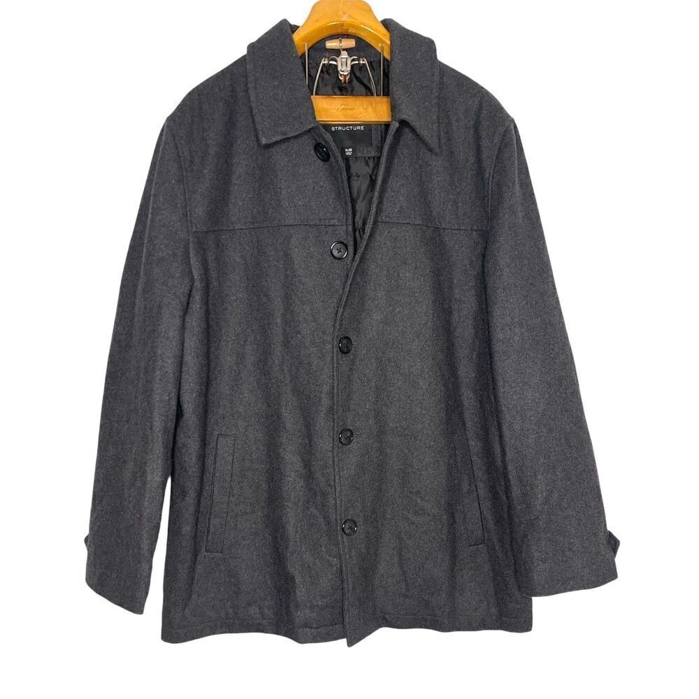 Structure Black Wool Peacoat Men's Jacket Sz: XL